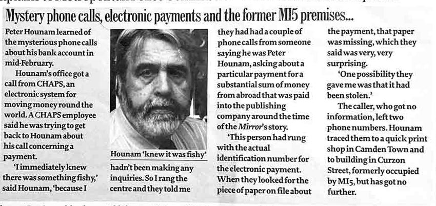 Mystery Phone Calls Electronic Payments and the Former MI5 premises